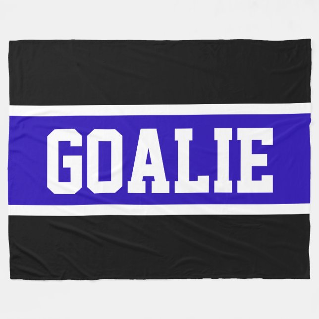 Couverture Polaire GOALIE Texte Gras Athlétisme Bleu Noir Blancs (Devant (Horizontal))