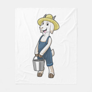 Couverture Polaire Goat as Farmer with Bucket