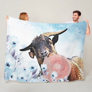 Couverture Polaire GOAT Bubblegum Aquarelle Fleurs de chèvre GetYerGo