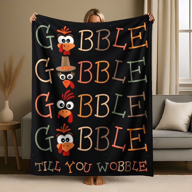 Couverture Polaire Gobble Gobble Till You Wobble Funny Thanksgiving (Créateur téléchargé)