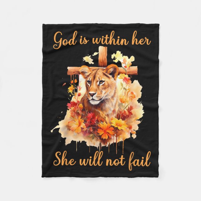 Couverture Polaire God Is Within Her She Will Not Fail Lioness Cross  (Devant)