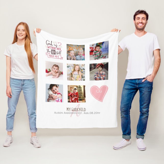 Couverture Polaire GODMOTHER PHOTO COLLAGE Cadeau avec verset peut mo (En situation)