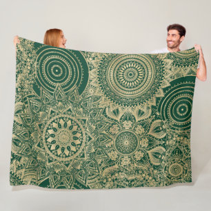 Couverture Polaire Gold Mandala Collection Design vert