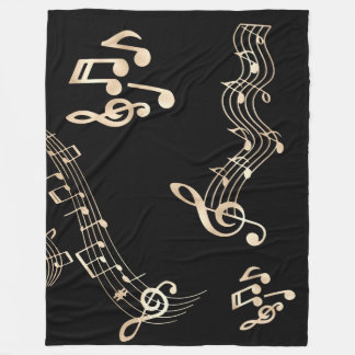 Couverture Polaire Gold Music Notes sur Black Medium