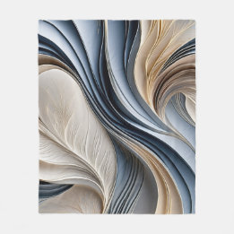 Couverture Polaire Golden Air - Bleu doux et or Flowing Abstract
