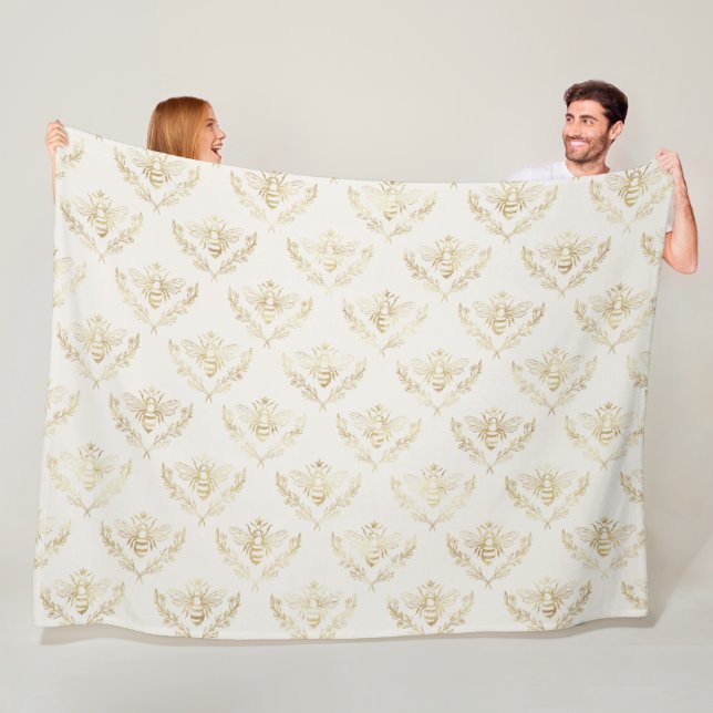 Couverture Polaire Golden Bumble Bee avec un Motif de la Couronne (En situation)