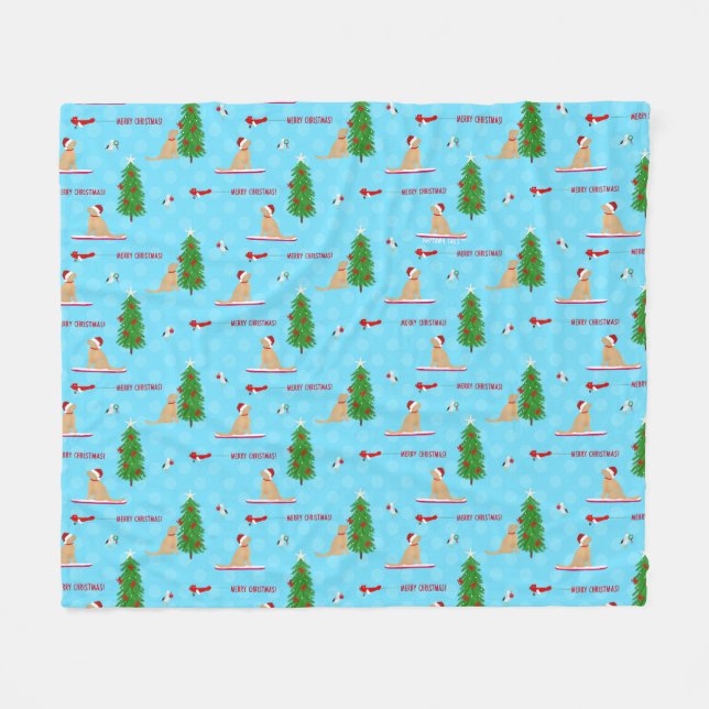 Couverture Polaire Golden Christmas Beach Day Fleece Blanche (Devant (Horizontal))