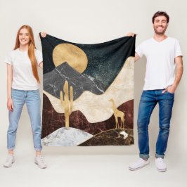 Couverture Polaire Golden Giraffe Désert Paysage & Marble Mountain