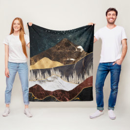 Couverture Polaire Golden Marble Mountain Under Stark Sky