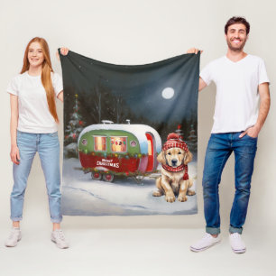 Couverture Polaire Golden Retriever Caravan Christmas Adventure