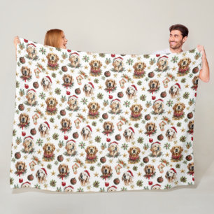 Couverture Polaire Golden Retriever chien animal Motif de Noël