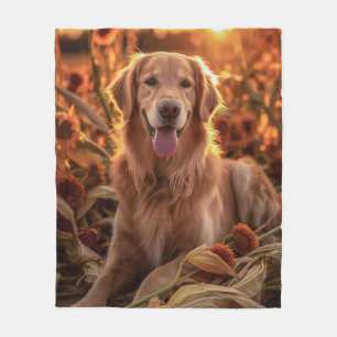 Couverture Polaire Golden Retriever d'automne