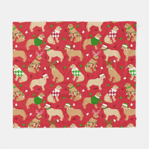Couverture Polaire Golden Retriever de Noël
