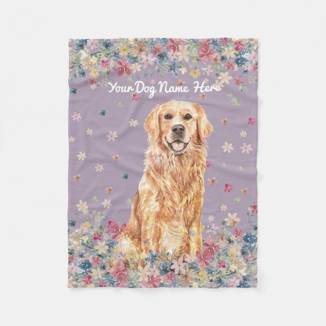 Couverture Polaire Golden Retriever Purple Dog Gig Animaux de compagn (Devant)