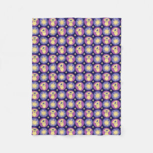 Couverture Polaire Golden Retriever Whimsical Sun Polka Dot Dark Blue