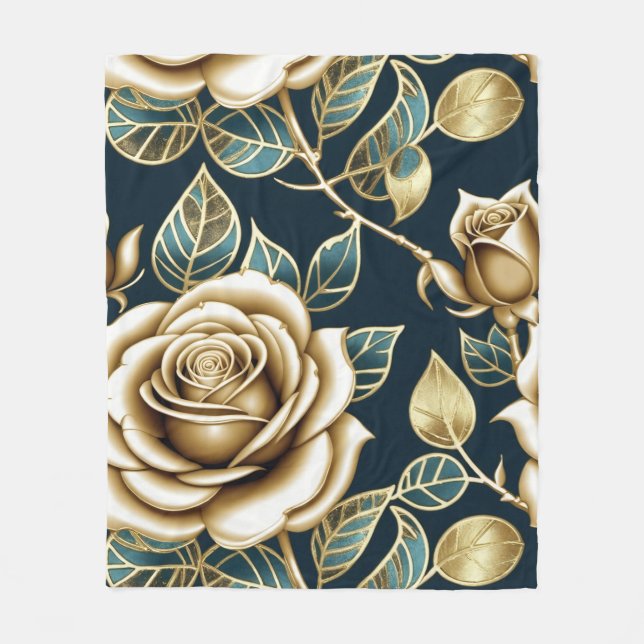 Couverture Polaire Golden Roses With a Metallic Finish (Devant)