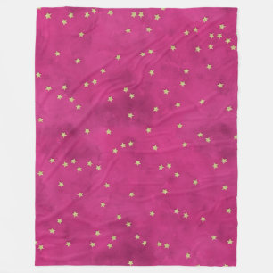 Couverture Polaire Golden Stars dans Pink Background