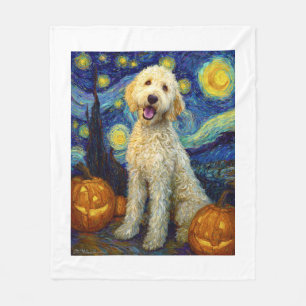 Couverture Polaire Goldendoodle Chien Mignon Halloween Jack O Lantern