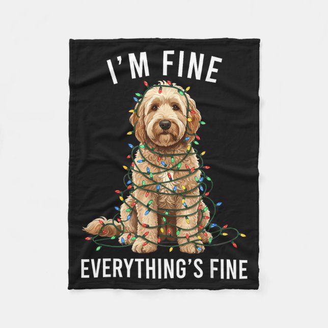 Couverture Polaire Goldendoodle Christmas I'm Fine Everything Is Fine (Devant)