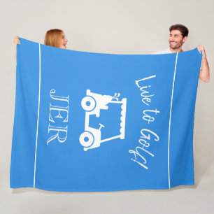 Couverture Polaire Golf Panier Live to Golf Monogramme Bleu clair