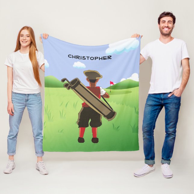 Couverture Polaire golfeur de dessin animé personnalisé (En situation)