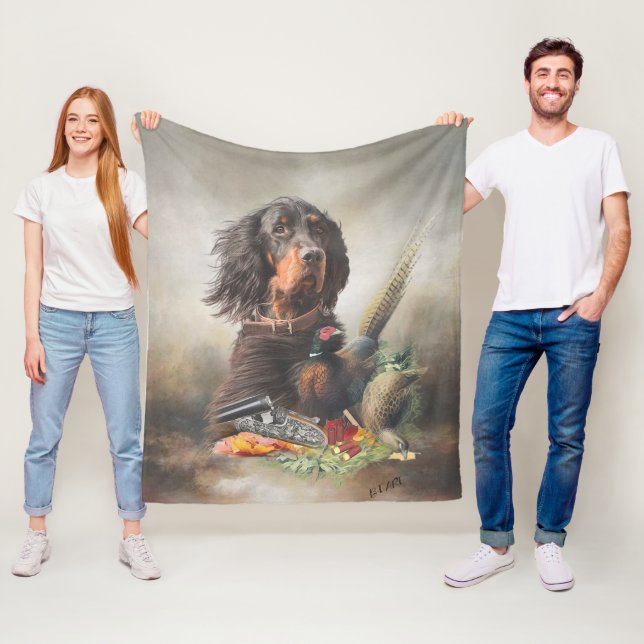 Couverture Polaire Gordon setter avec faisans, Art (En situation)