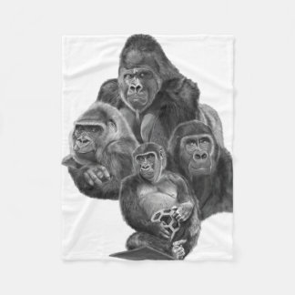 Couverture Polaire Gorilla Family Blanket ゴリラ家族のブランケット (GorillaLife)