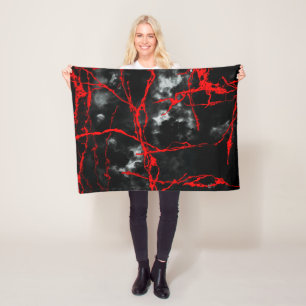 Couverture Polaire Goth nocturne d'horreur - Noir et Blanc, Rouge
