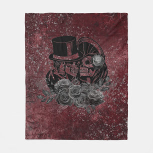 Couverture Polaire Gothique Kissing Skulls Couple Et Sang Rouge Étern