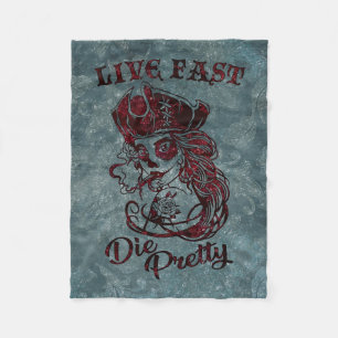 Couverture Polaire Gothique Pirate Skull Femme Vivre Fast Die Jolie