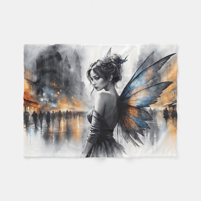 Couverture Polaire Graceful waile brunette minimalisme urbain crépusc (Devant (Horizontal))