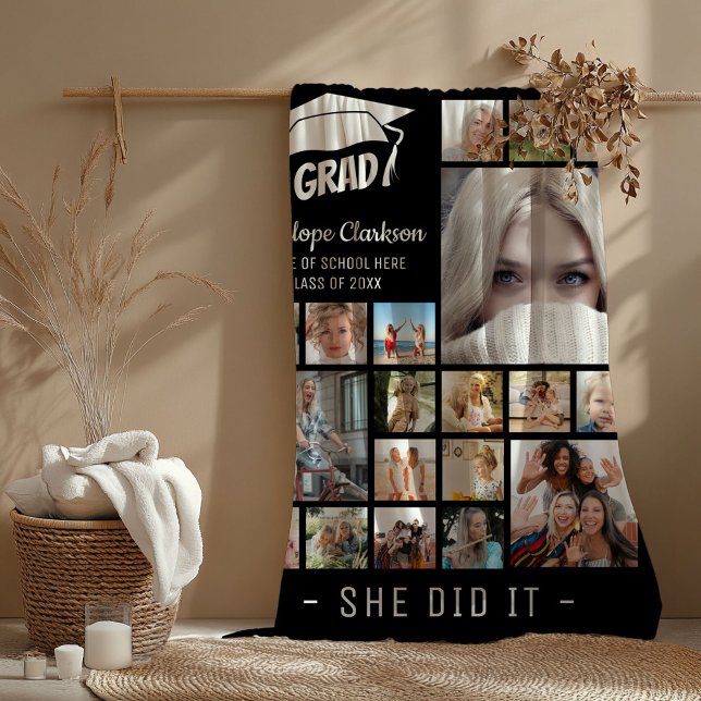 Couverture Polaire GRAD moderne 13 x collage photo Graduate Cadeau (Créateur téléchargé)