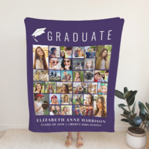 Couverture Polaire Graduation 30 Photo Collage Purple
