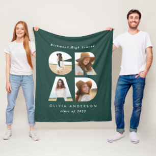 Couverture Polaire Graduation 4 photo moderne personnalisé vert