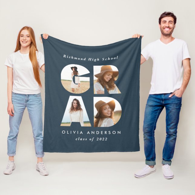 Couverture Polaire Graduation 4 photo moderne personnalisée marine bl (En situation)