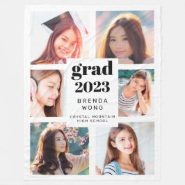 Couverture Polaire Graduation 6 Photo Collage noir Script blanc 2023