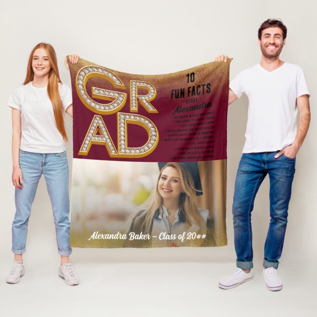 Couverture Polaire Graduation Grad Parties scintillant Gold Fun Facts (En situation)