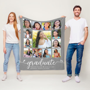 Couverture Polaire Graduation Gris K-12 Script moderne Collage photo