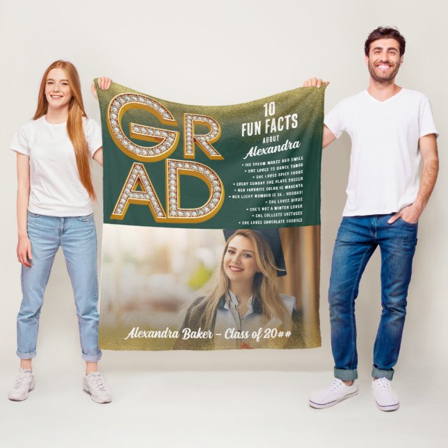 Couverture Polaire Graduation Parties scintillant d'or Fun Facts Clas (En situation)