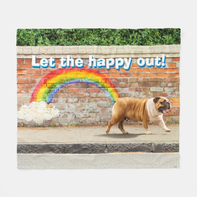 Couverture Polaire Graffiti de chien et d'arc-en-ciel (Devant (Horizontal))