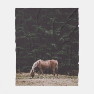 COUVERTURE POLAIRE GRAISSE DE CHEVAUX À L'OMBRE DES CONIFÈRES