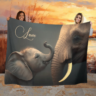 Couverture Polaire Grand bébé Eléphant mignon amour