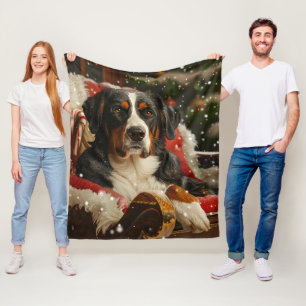Couverture Polaire Grand Bouvier Suisse de Noël Festif