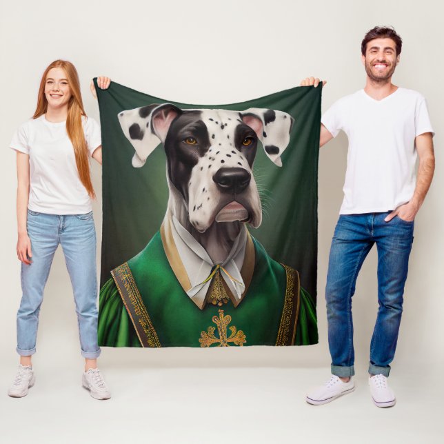 Couverture Polaire Grand chien Danse en tenue de la Saint Patrick (En situation)