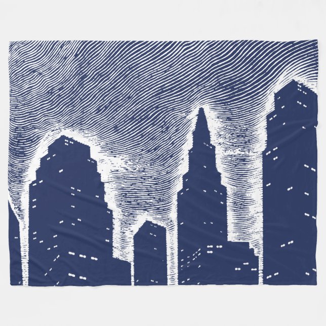 Couverture Polaire Grand City Night Lights cityscape skyline (Devant (Horizontal))