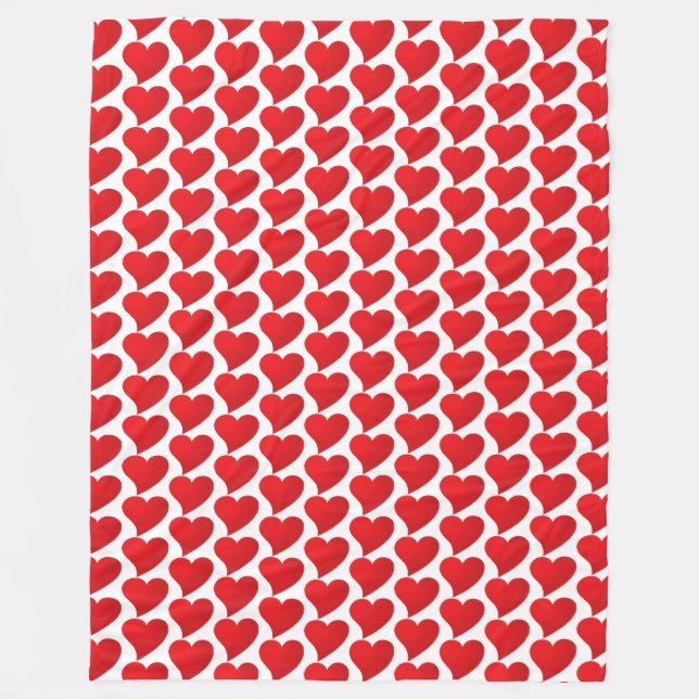 Couverture Polaire Grand Coeur Rouge, Amour, Saint Valentin blanc (Devant)