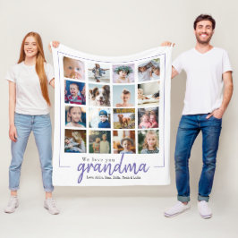 Couverture Polaire Grand collage photo violet grand-mère de maman