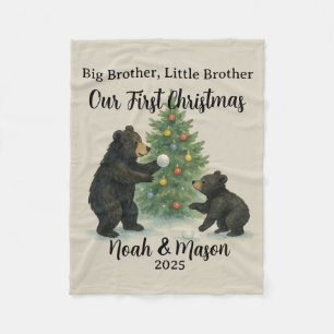 Couverture Polaire Grand Frère Petit Frère Ours Noël Personnalisé