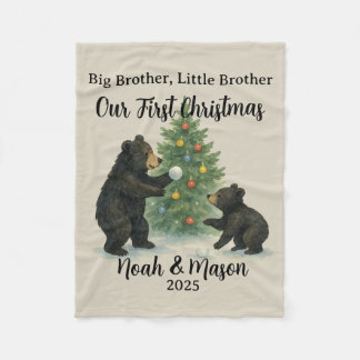 Couverture Polaire Grand Frère Petit Frère Ours Noël Personnalisé
