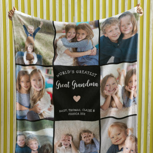 Couverture Polaire Grand grand-mère personnalisation Collage photo mo